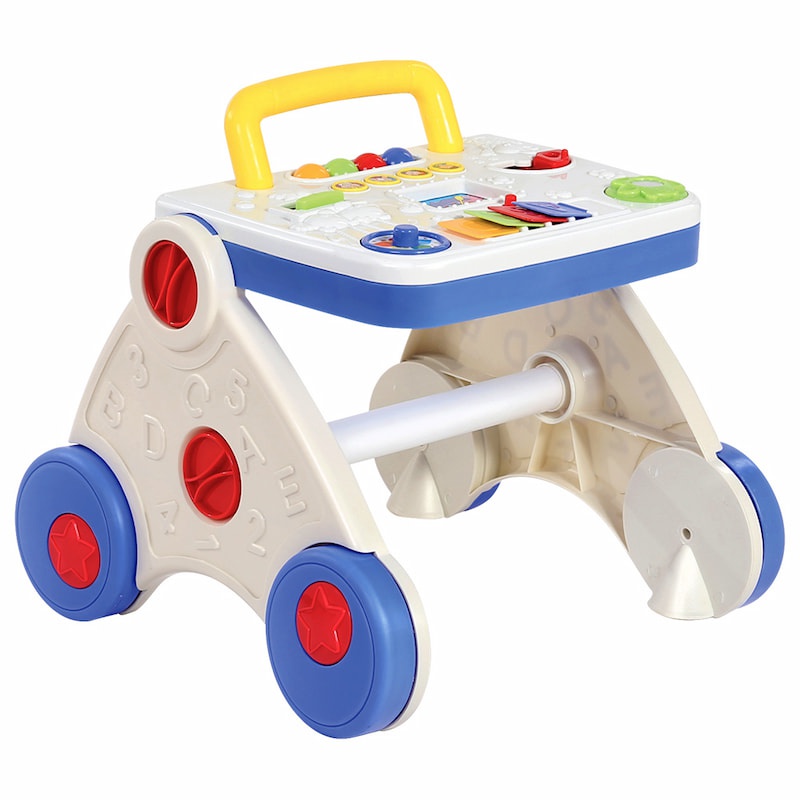 2-in-1 Strolling & Discovering Activity Walker Blue